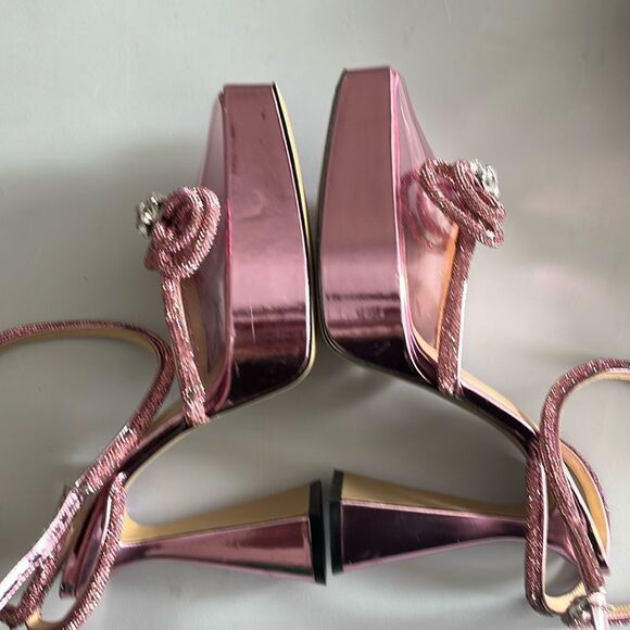 MACH & MACH Double Crystal Bow Platform Pump Pink with Dust bag 9.5 NWT $1225 - Picture 3 of 6